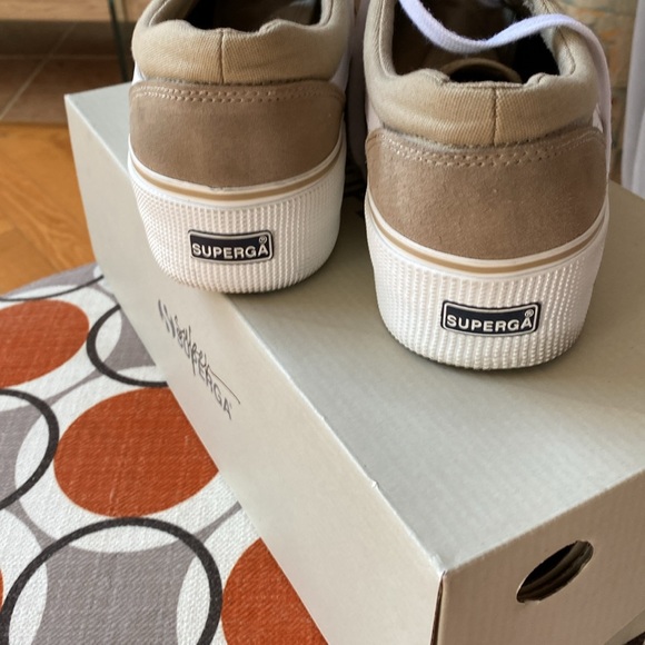 Superga, color block platform shoe, color is gray-fossil, and white. - Picture 6 of 10